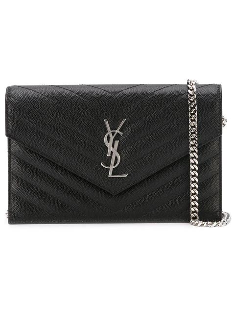 ysl monogram ysl wallet on a chain black|YSL monogram quilted wallet.